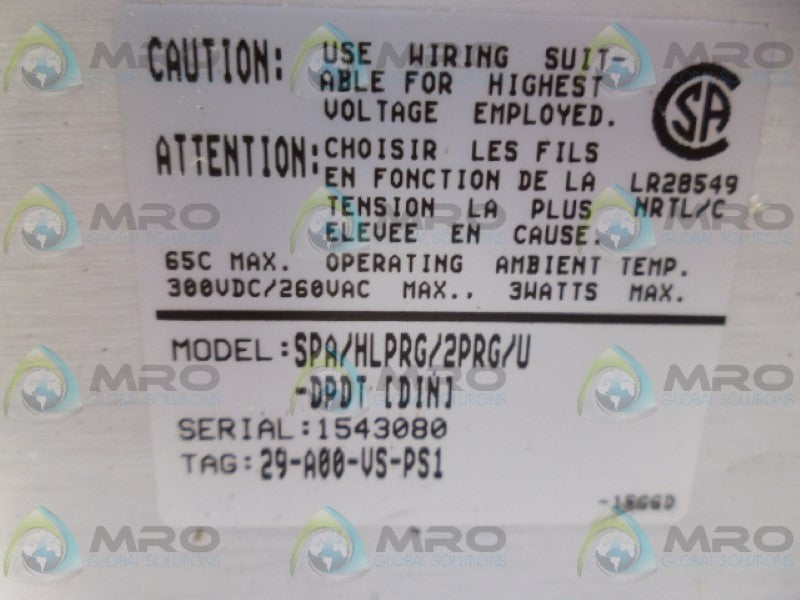 MOORE SPA/HLPRG/2PRG/U-DPDT PROGRAMMING ALARM UNMP