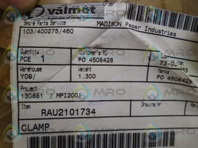 VALMET 103/400275/460  CLAMP NSMP