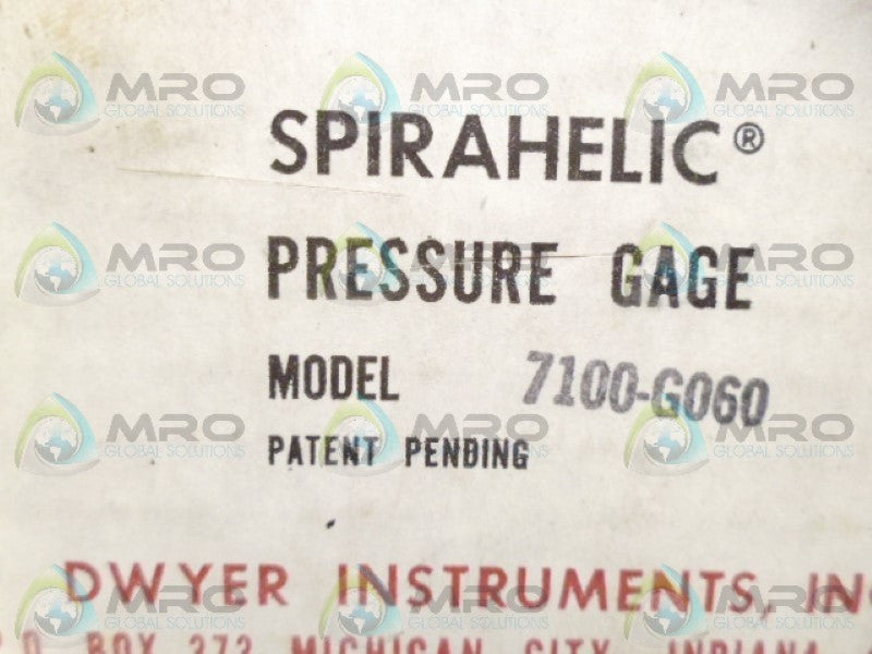 DWYER 7100-G060 PRESSURE GAUGE 60PSI NSMP