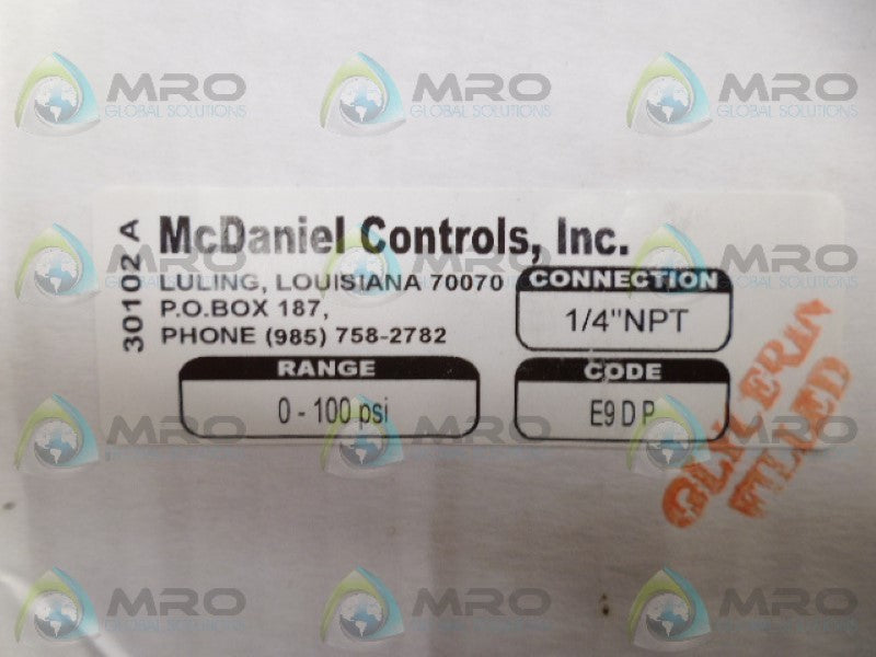 MCDANIEL 30102A GAUGE 100PSI NSMP