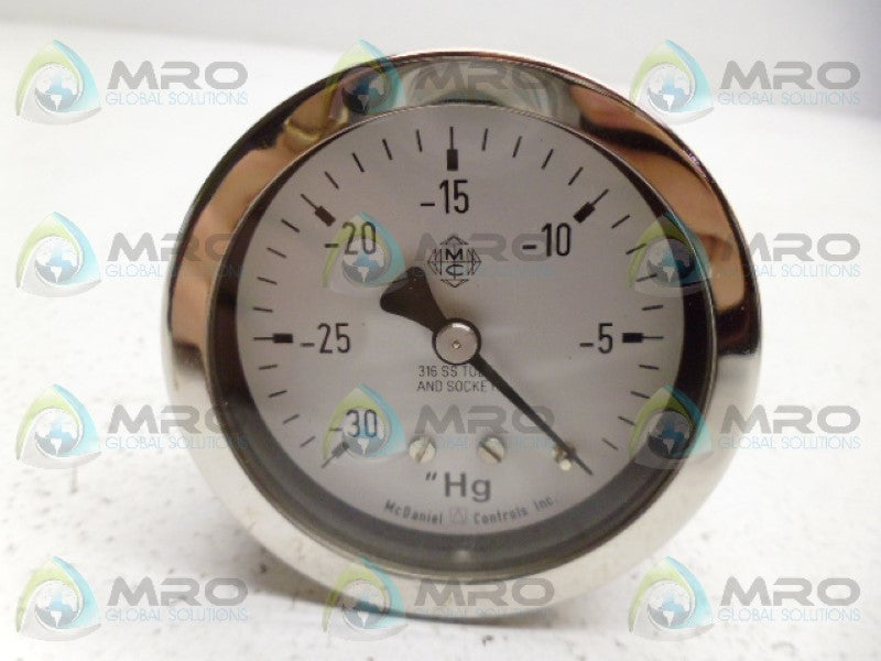 MCDANIEL K9SL GAUGE 1/4"NPT -30/0'HG NSMP