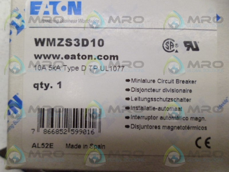 EATON WMZS3D10 CIRCUIT BREAKER NSMP