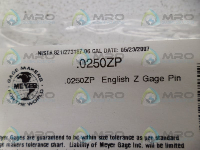 MEYER .0250ZP GAGE PIN NSMP