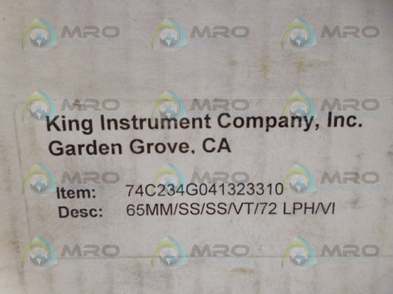 KING INSTRUMENT 74C234G041323310 FLOW METER NSMP