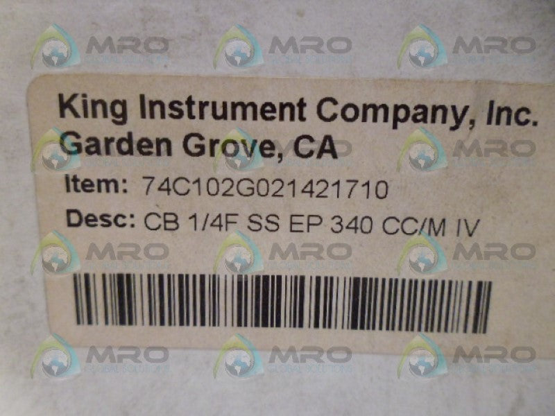 KING INSTRUMENT 74C102G021421710 FLOW METER NSMP