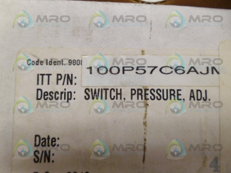 ITT 100P57C6AJM PRESSURE SWITCH NSMP