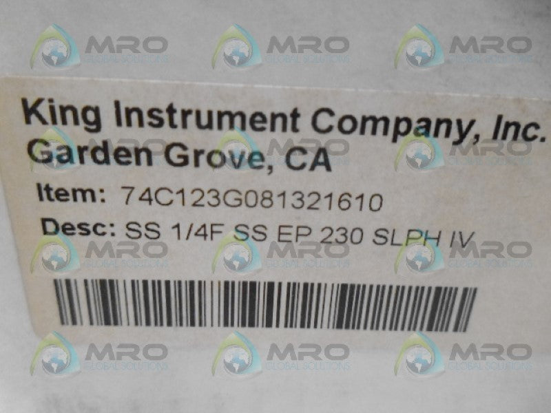 KING INSTRUMENT 74C123G081321610 FLOW METER NSMP