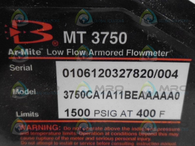 BROOKS 3750CA1A11BEAAAAA0 ARMORED FLOW METER NSNP