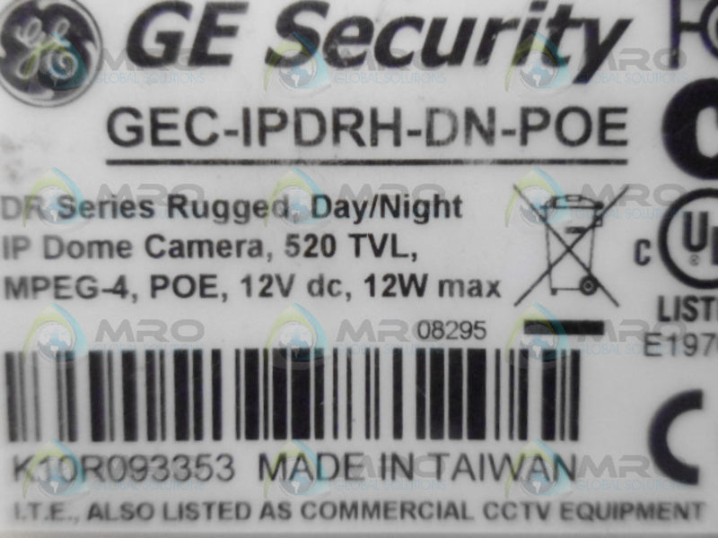 GENERAL ELECTRIC GEC-IPDRH-DN-POE RUGGED DOME CAMERA  NSMP