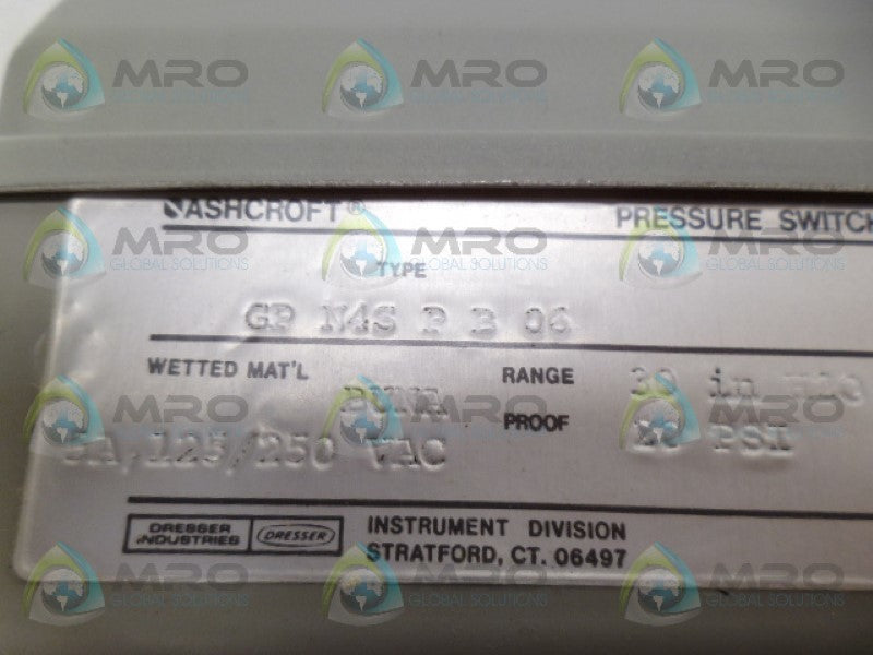 ASHCROFT GPN4SPB06 PRESSURE SWITCH NSNP