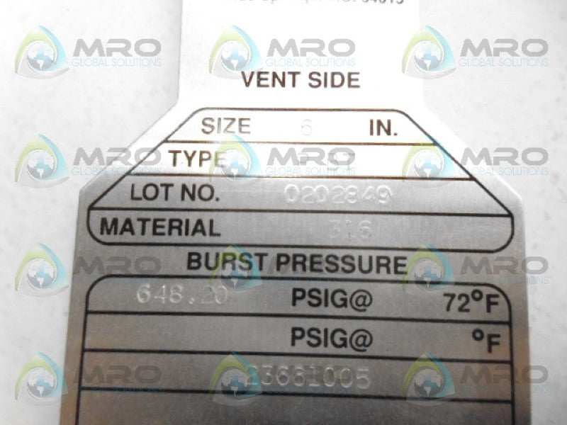 FIKE TYPE PBT RUPTURE DISC 6" NSNP