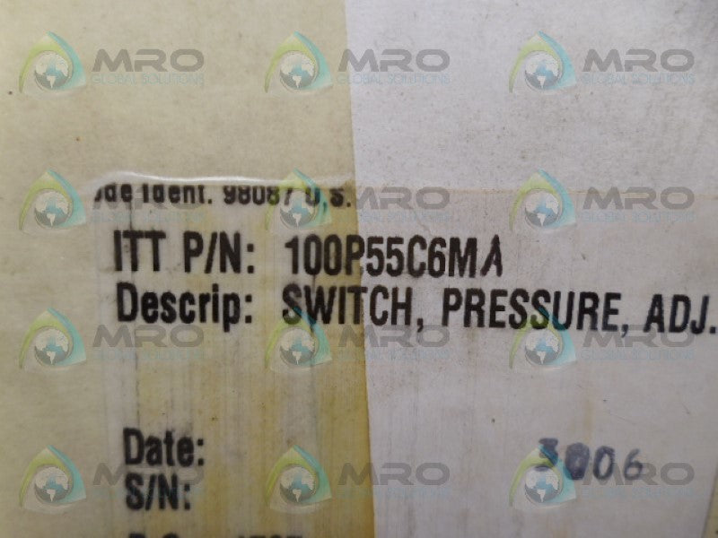 ITT 100P55C6MA PRESSURE SWITCH NSMP