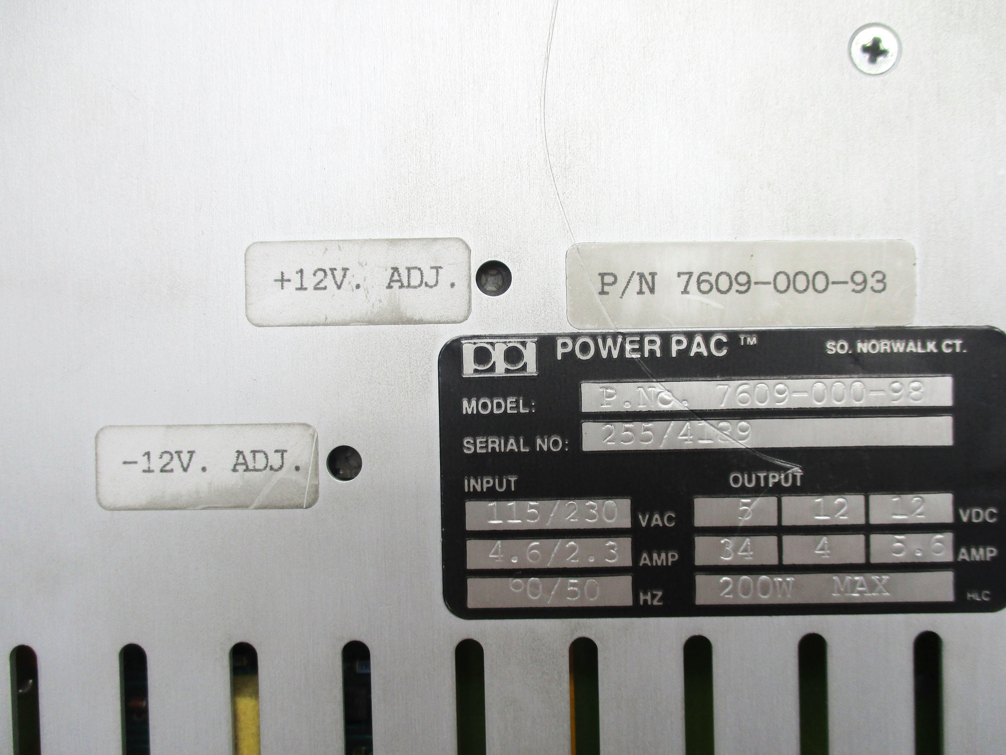 POWER PAC 7609-000-98 7609-000-93 115/230VDC, 4.6/2.3A UNMP