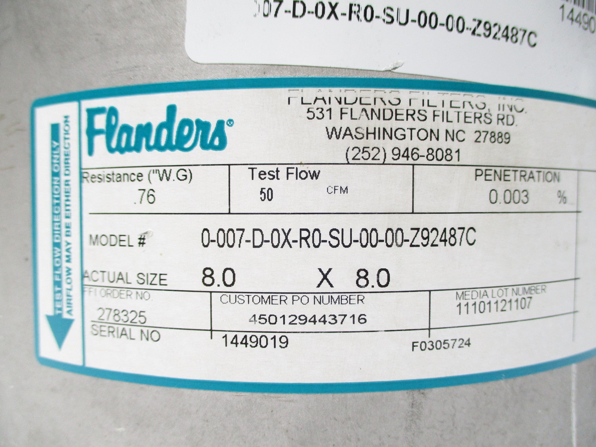 FLANDERS 0-007-D-0X-R0-SU-00-00-Z92487C (AS PICTURED) NSNP