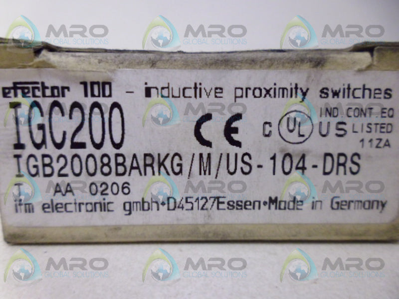 IFM EFECTOR IGC200 INDUCTIVE PROXIMITY SENSOR NSMP