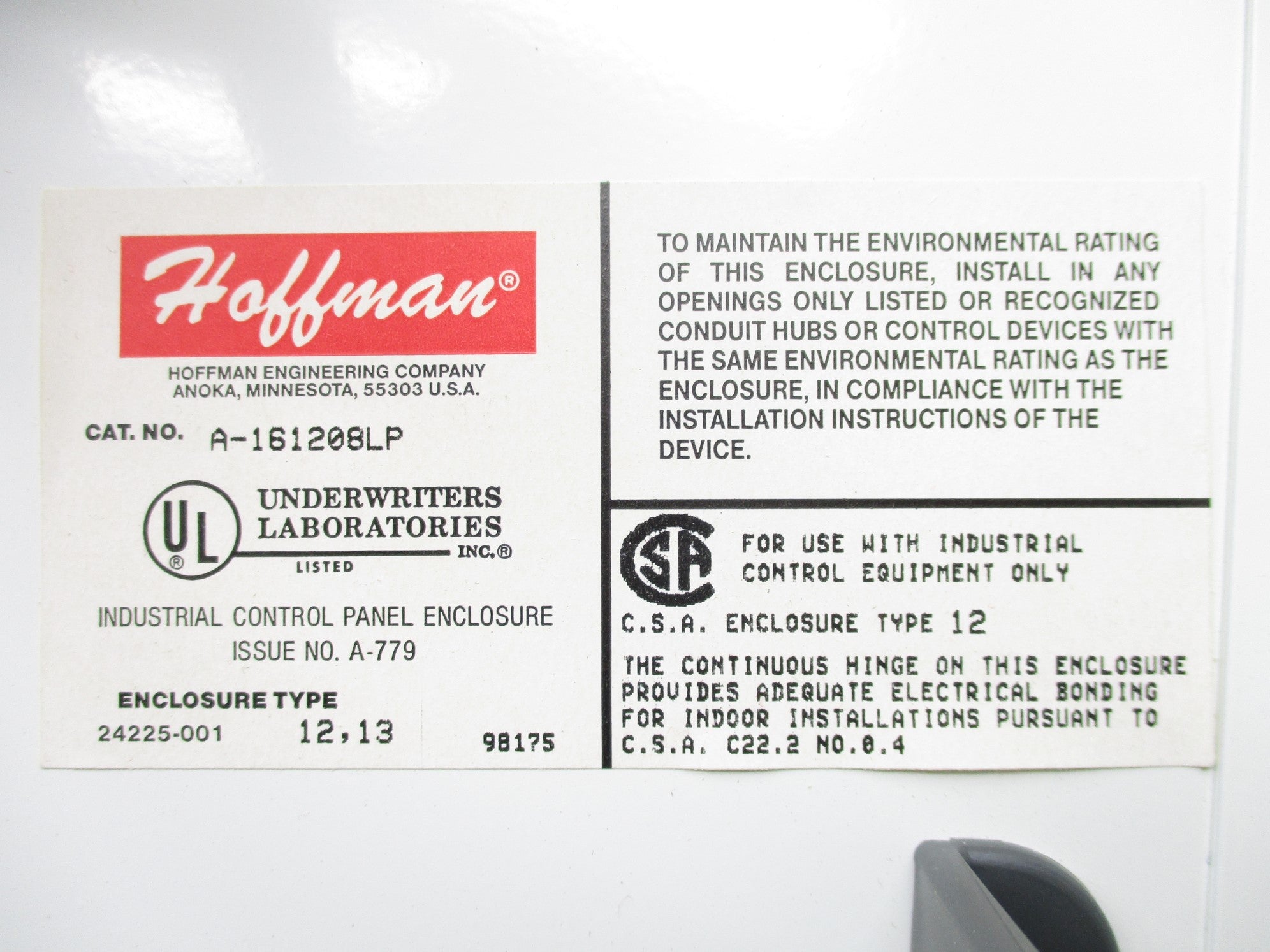 HOFFMAN A-161208LP NSNP