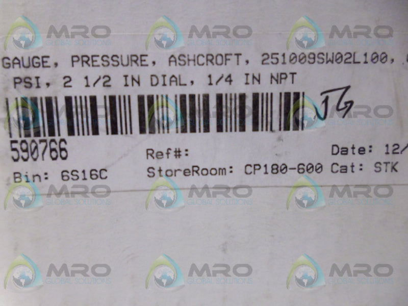 MILJOCO PLF2598LZ05SS PRESSURE GAUGE NSMP