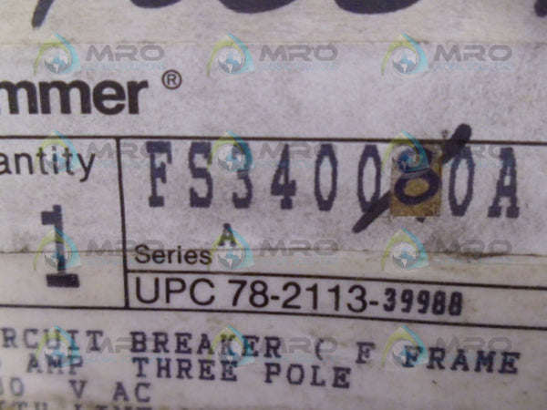 CUTLER HAMMER FS340080A CIRCUIT BREAKER 80A 480V NSMP