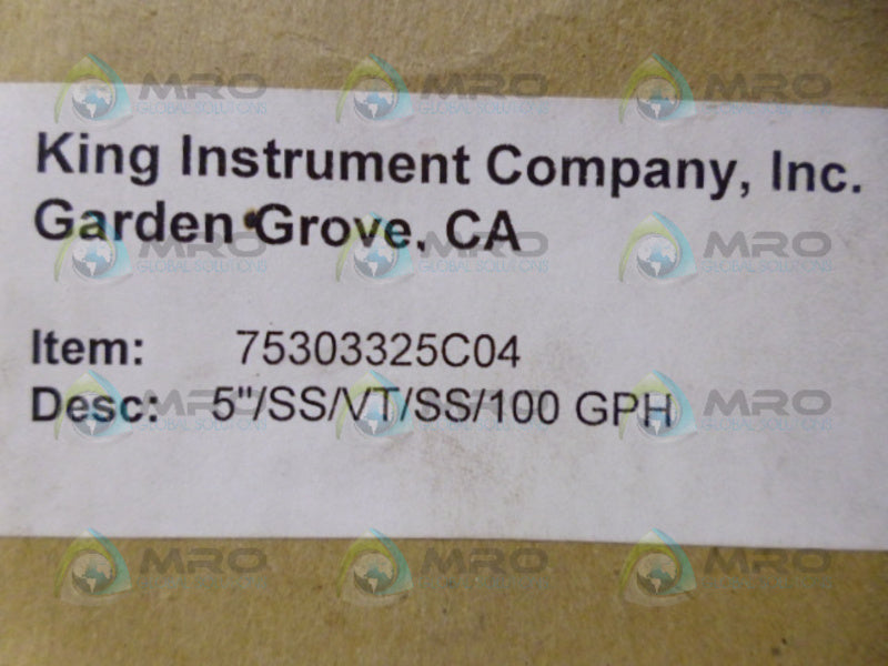 KING INSTRUMENT 75303325C04 FLOW METER NSMP