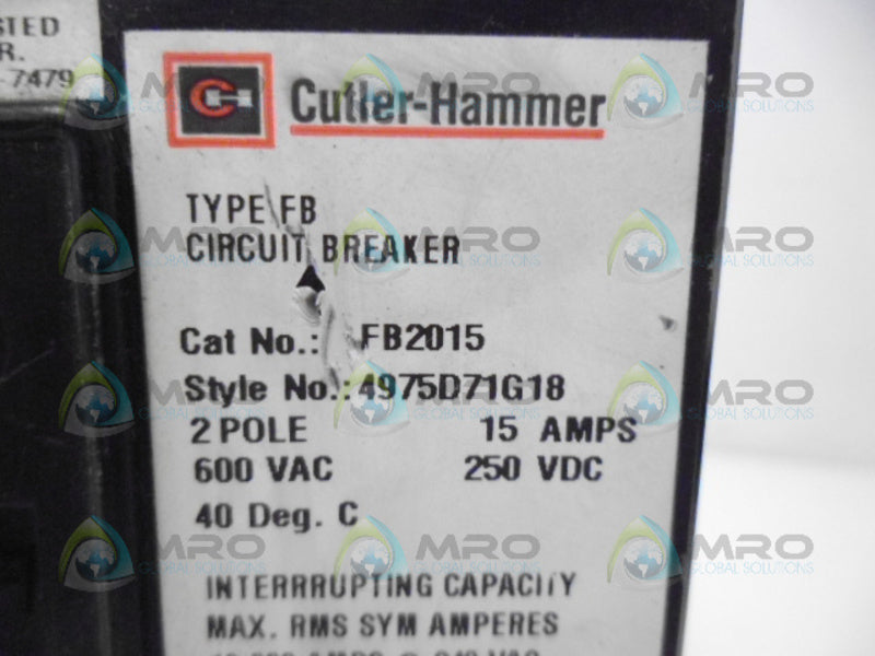 CUTLER HAMMER FB2015 2POLE 15 AMP NSNP
