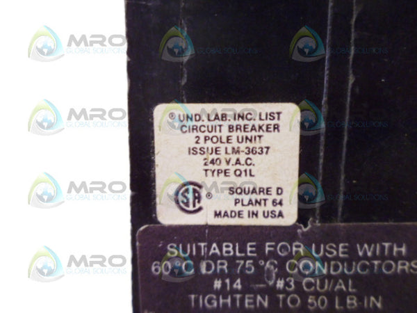 SQUARE D LM-3637 CIRCUIT BREAKER 2 POLE 20AMP NSNP