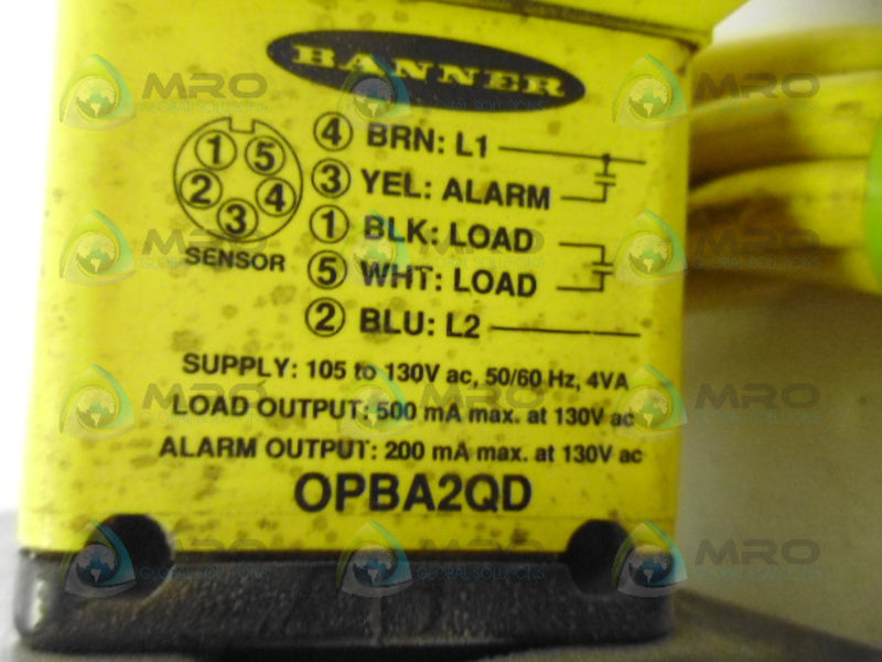 BANNER ENGINEERING OPBA2QD SENSOR COMBO W/ 25496 CABLE UNMP