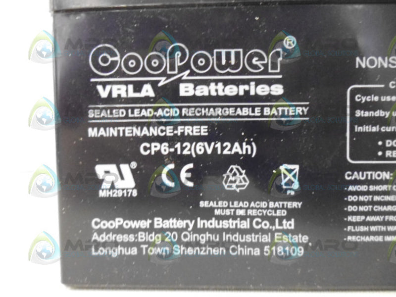 COOPOWER CP6-12 SEALED LEAD-ACID VRLA BATTERY NSMP