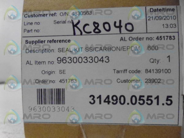 ALFA LAVAL 9630033043 SEAL KIT NSMP