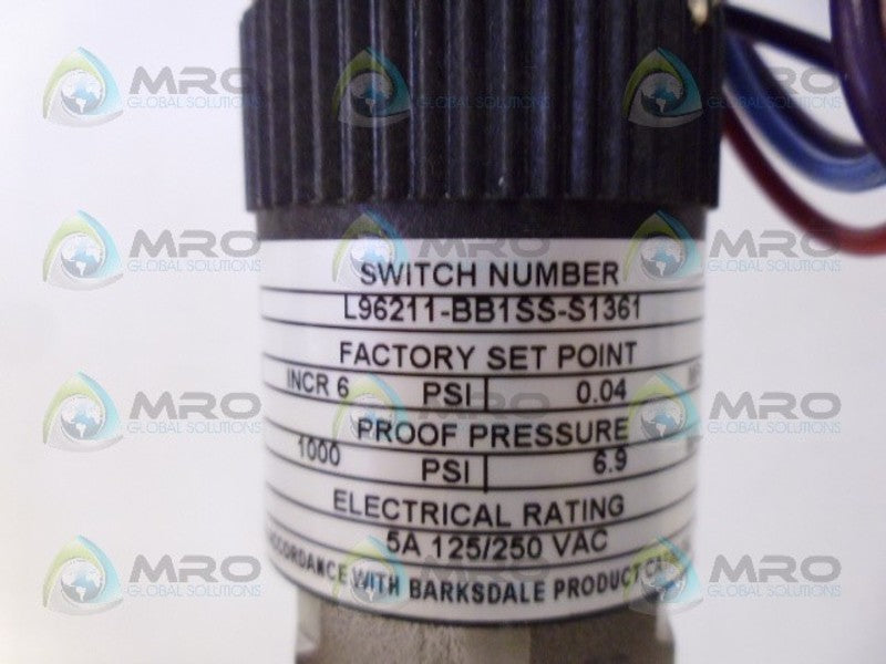 BARKSDALE L96211-BBISS-51361 PRESSURE SWITCH NSNP