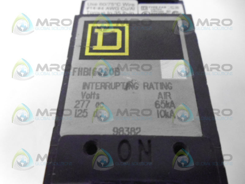 SQUARE D FHB16020B CIRCUIT BREAKER 1 POLE 20A NSNP