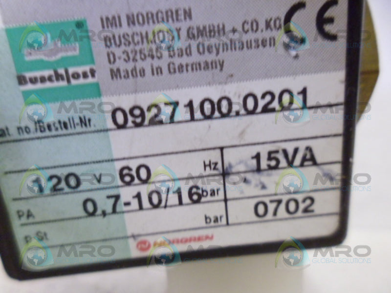NORGREN 0927100.0201 VALVE NSNP