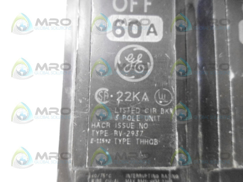 GENERAL ELECTRIC THHQB360 CIRCUIT BREAKER 60A 3P UNMP