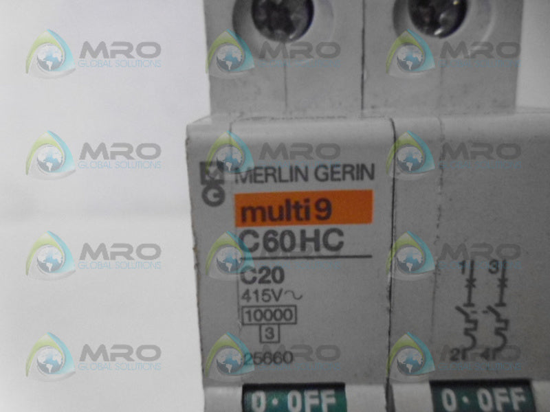 MERLIN GERIN C60HC C20 CIRCUIT BREAKER 20A NSNP