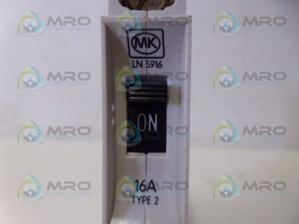 MK ELECTRONICS LN5916 CIRCUIT BREAKER 1P 16A NSNP