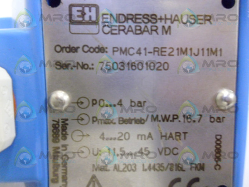 ENDRESS HAUSER PMC41-RE21M1J11M1 NSNP