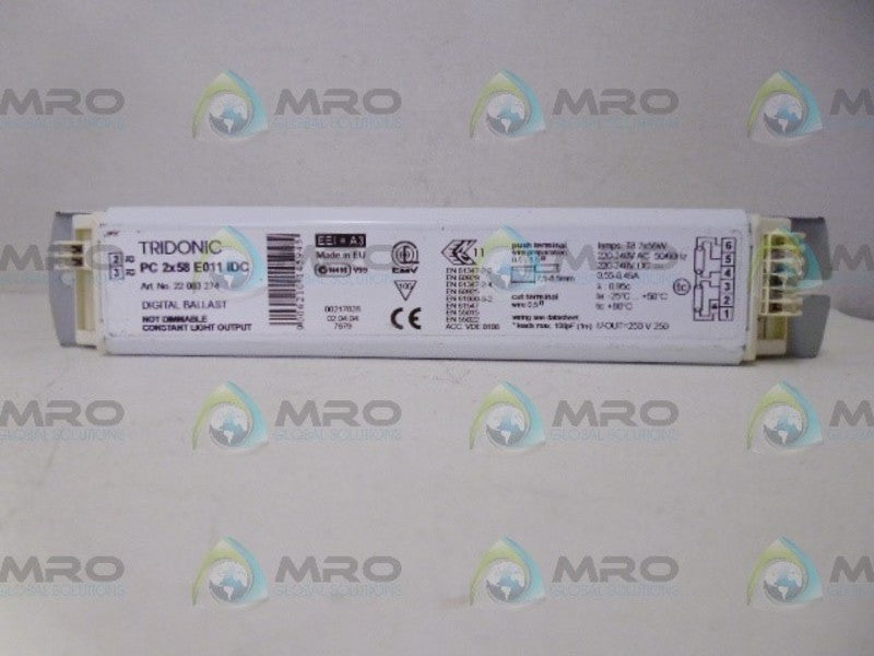 TRIDONIC 22083274 PC2X58E011IDC DIGITAL BALLAST NSNP