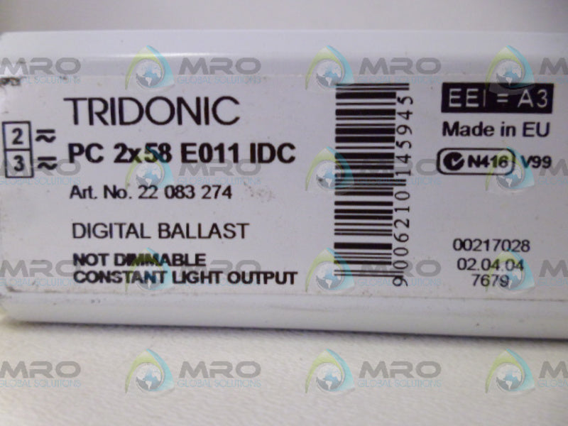 TRIDONIC 22083274 PC2X58E011IDC DIGITAL BALLAST NSNP