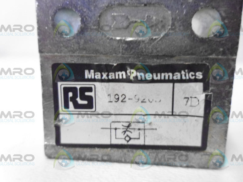RS COMPONENTS 192-9205 PNEUMATIC FLOW RESTRICTOR VALVE UNMP