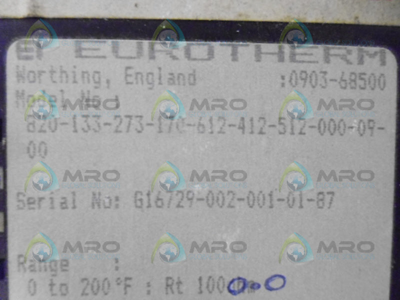 EUROTHERM 820-133-273-170-612-412-512 TEMPERATURE CONTROLLER UNMP