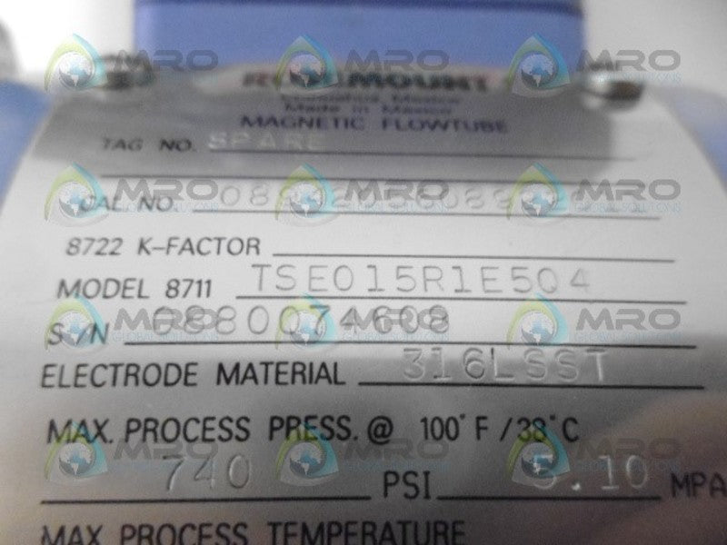 ROSEMOUNT 8711 TSE015R1E504 MAGNETIC FLOW TUBE NSNP