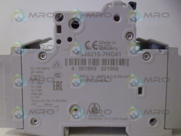 SIEMENS 5SJ4215-7HG41 CIRCUIT BREAKER 2P 1.6A NSNP