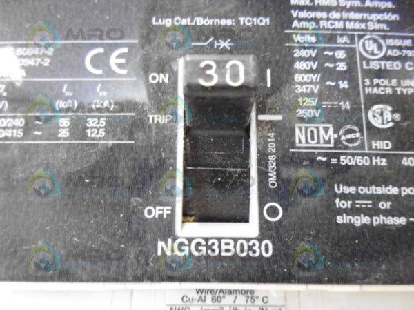 SIEMENS BGG3B030 CIRCUIT BREAKER 3P 30A NSNP
