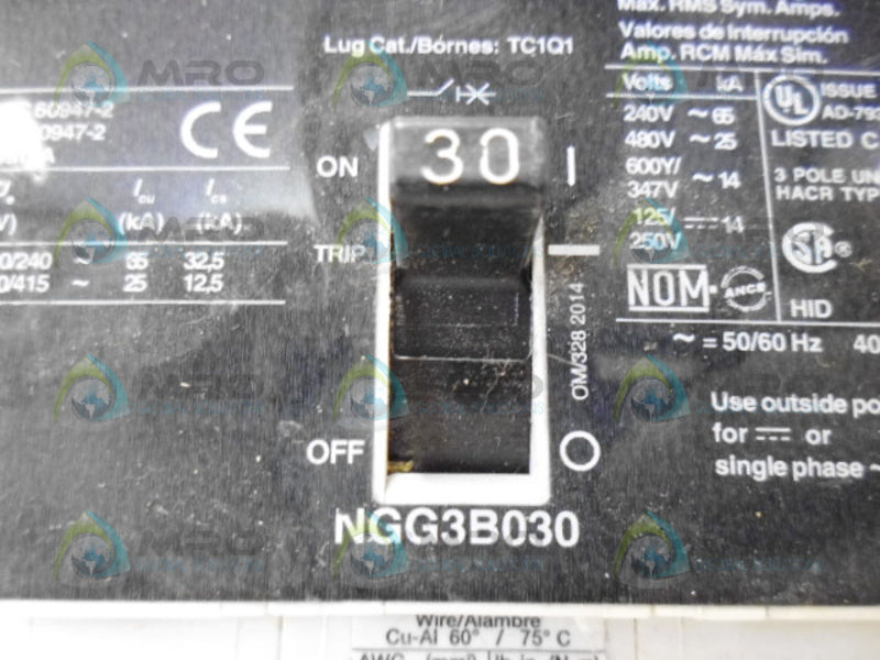 SIEMENS BGG3B030 CIRCUIT BREAKER 3P 30A NSNP