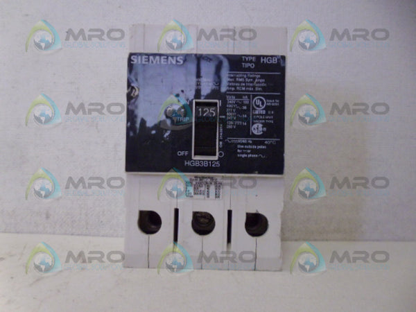 SIEMENS HGB3B125 CIRCUIT BREAKER 3P 125A UNMP