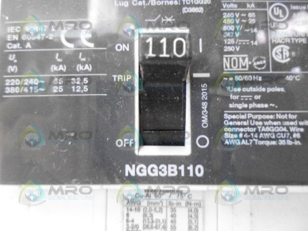 SIEMENS NGG3B110 CIRCUIT BREAKER 3P 110A NSNP