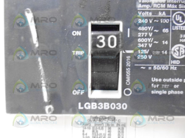 SIEMENS LGB3B030 CIRCUIT BREAKER 3P 30A NSNP
