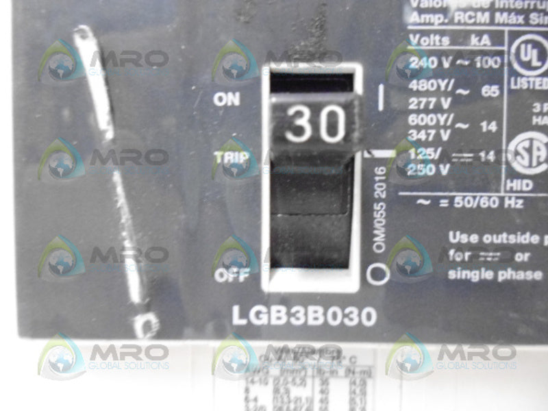 SIEMENS LGB3B030 CIRCUIT BREAKER 3P 30A NSNP