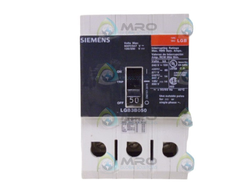SIEMENS LGB3B050 CIRCUIT BREAKER 3P 50A NSNP