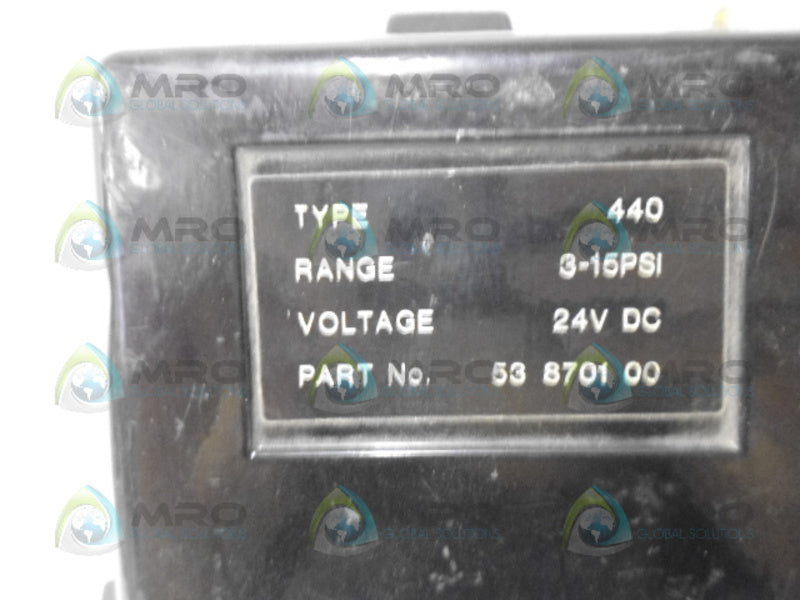 WATSON SMITH TYPE 440 53-8701-00 3-15PSI PNEUMATIC CONVERTER UNMP