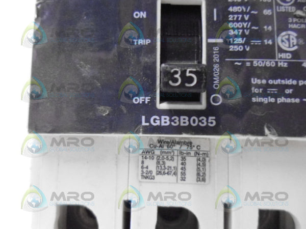 SIEMENS LGB3B035 CIRCUIT BREAKER 3P 35A NSNP